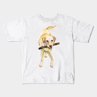 Yellow Labrador Retriever Watercolor Art Kids T-Shirt